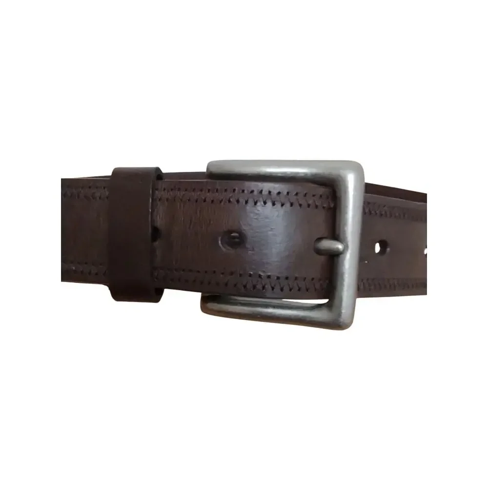 Mens size 34 Brown Leather Stitch Casual Church Teacher Professional Career Belt